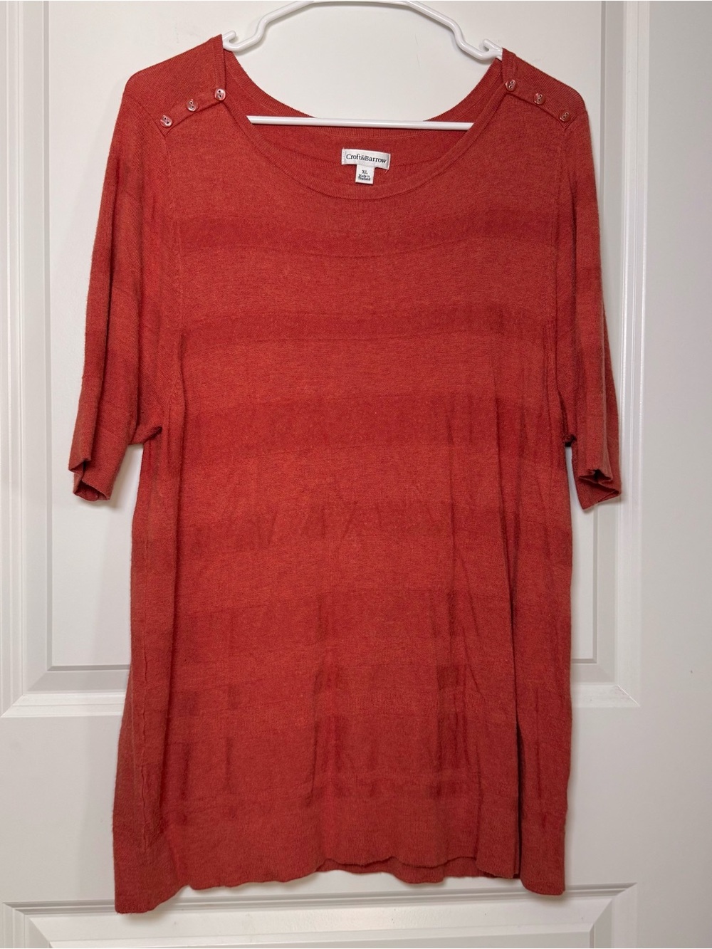 Croft & Barrow Women’s XL Burnt Orange Lightweight Knit Tunic Top 3/4 Sleeve